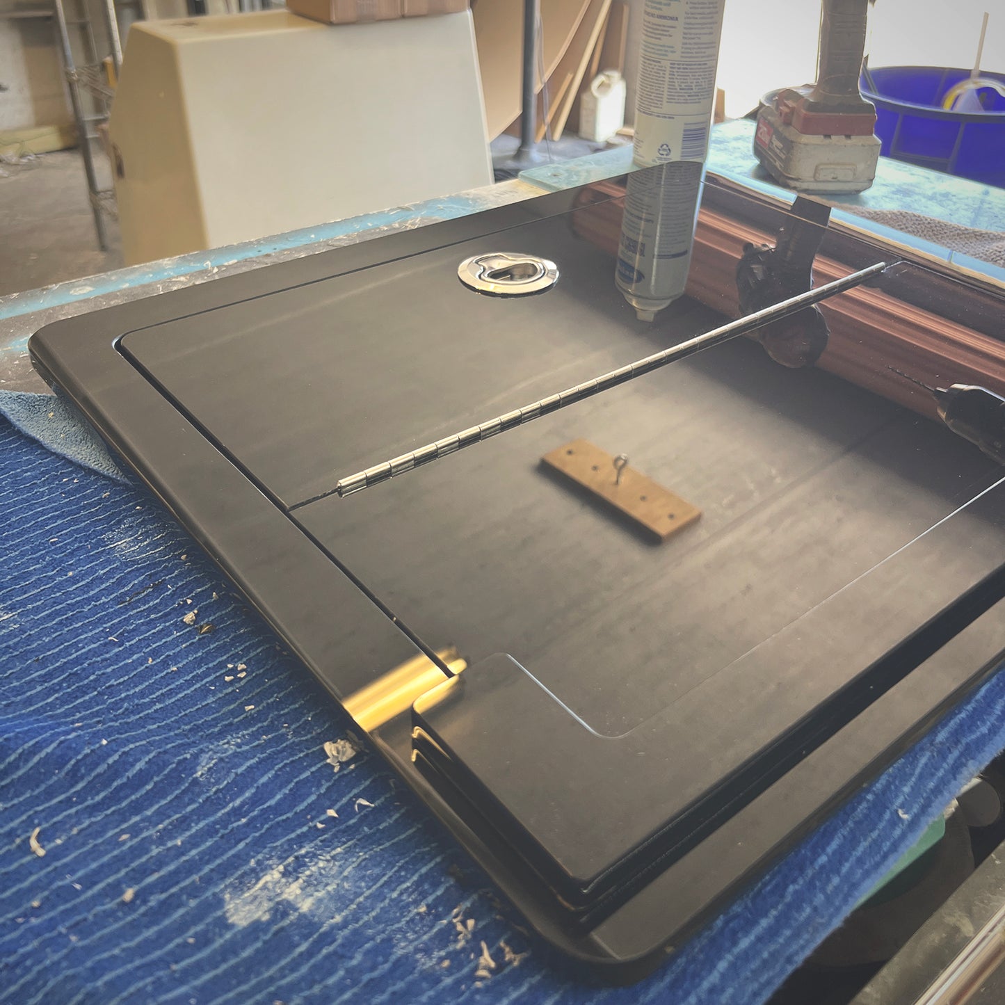 boat marine console access door black acrylic