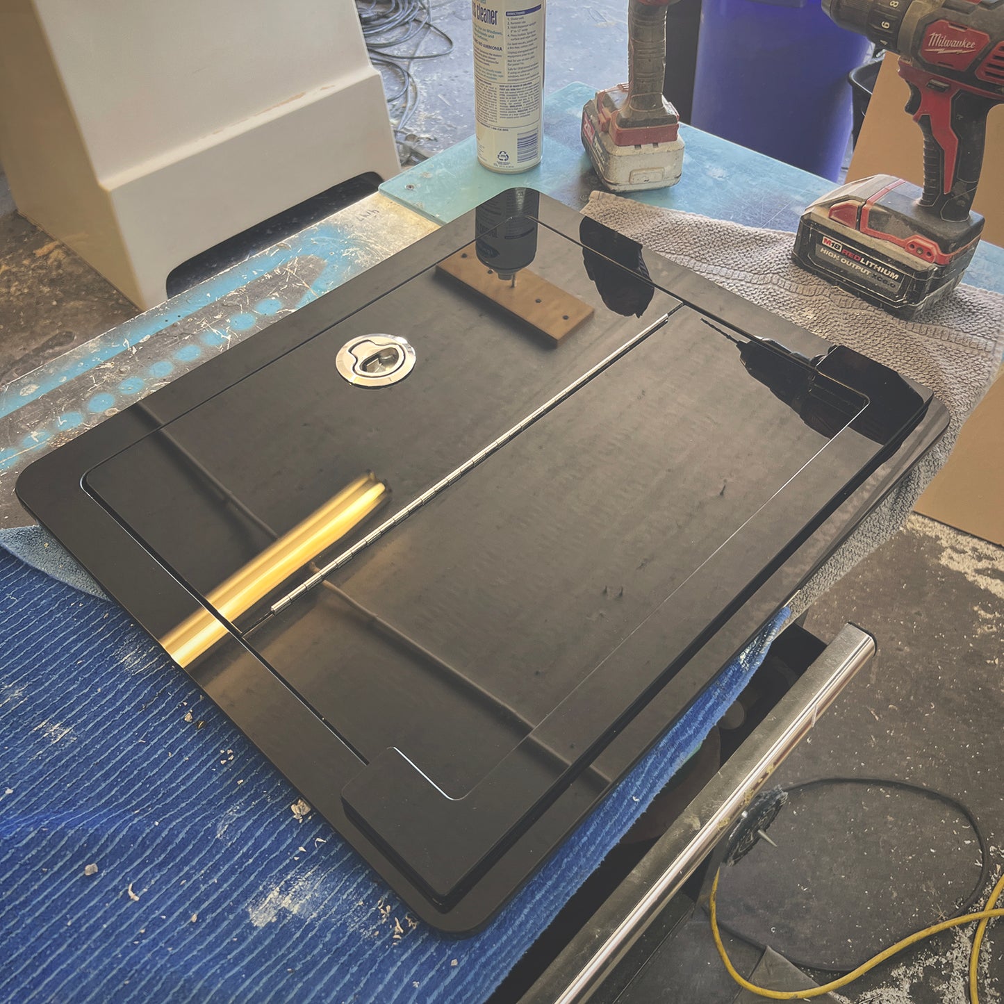 gloss black acrylic boat console door