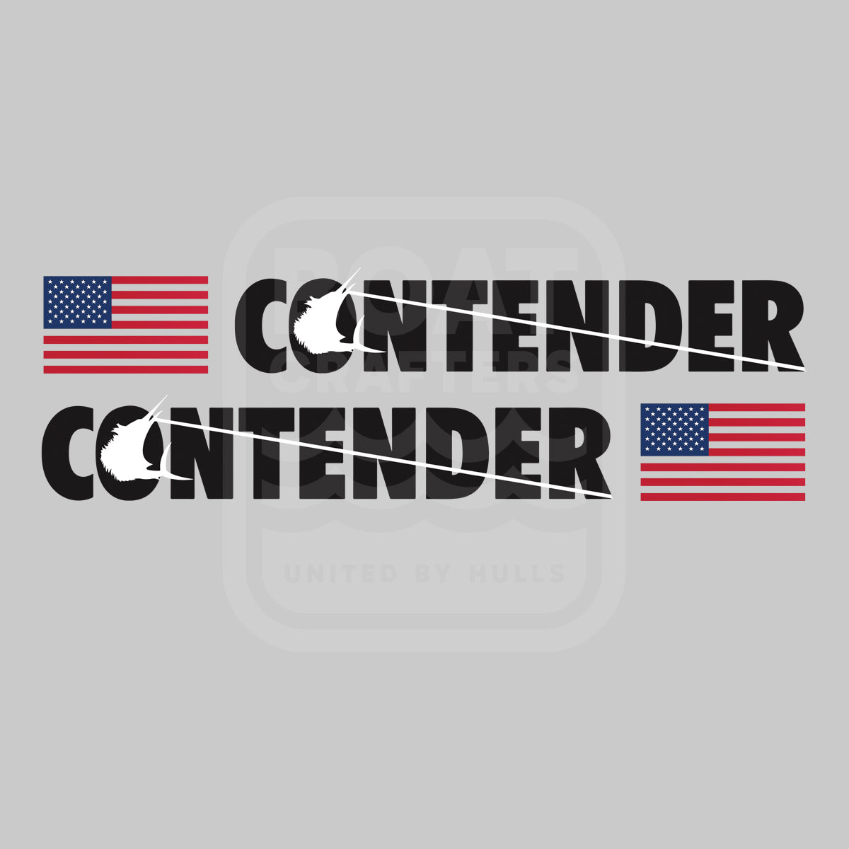 contender boats hull side decal set with american flag