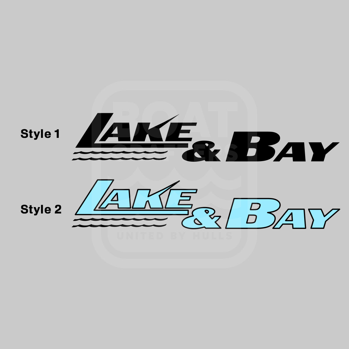 lake and bay boats hull side decal logo black and blue