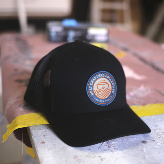 boat crafters collective boating lifestyle mesh snapback hat black
