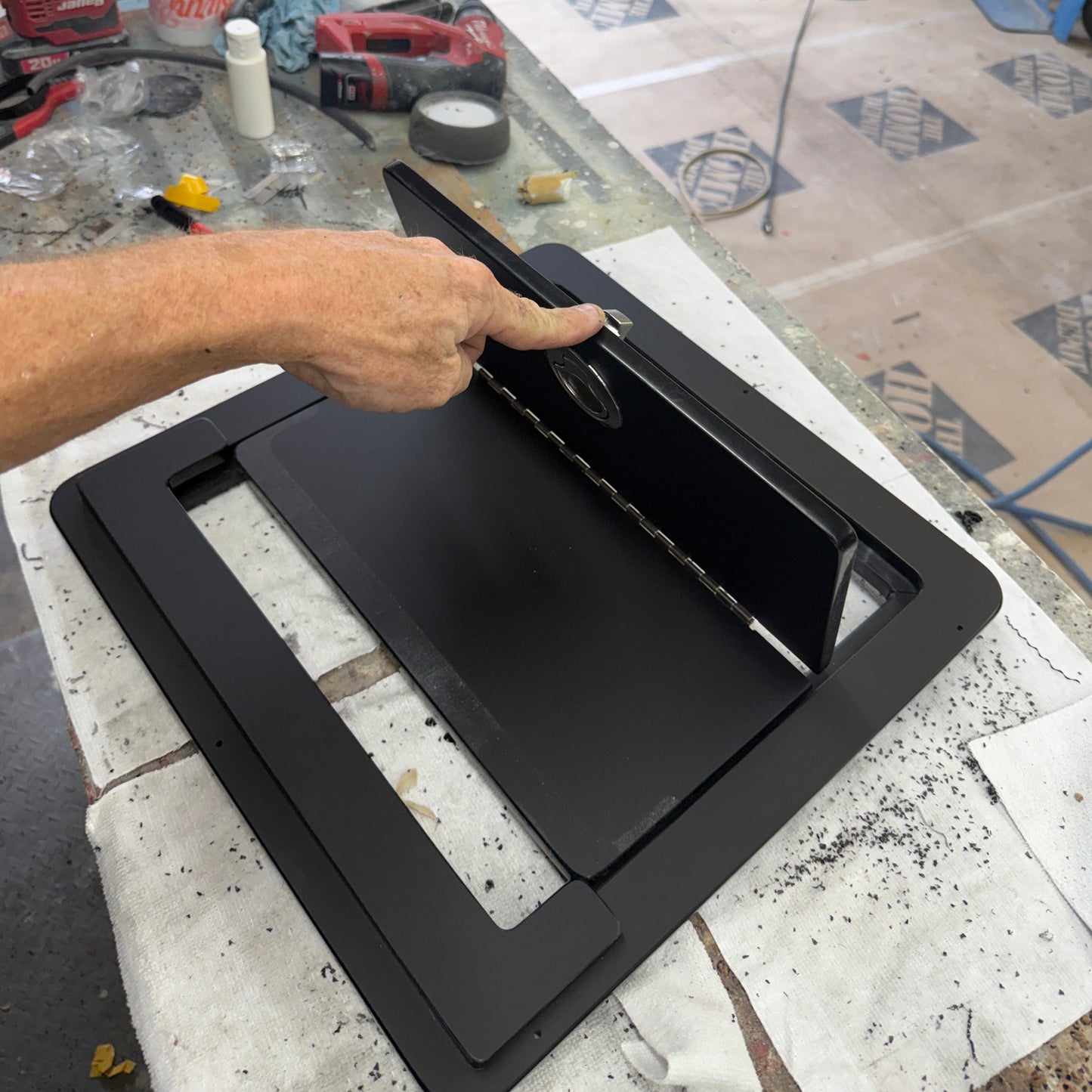 black acrylic marine console skiff door